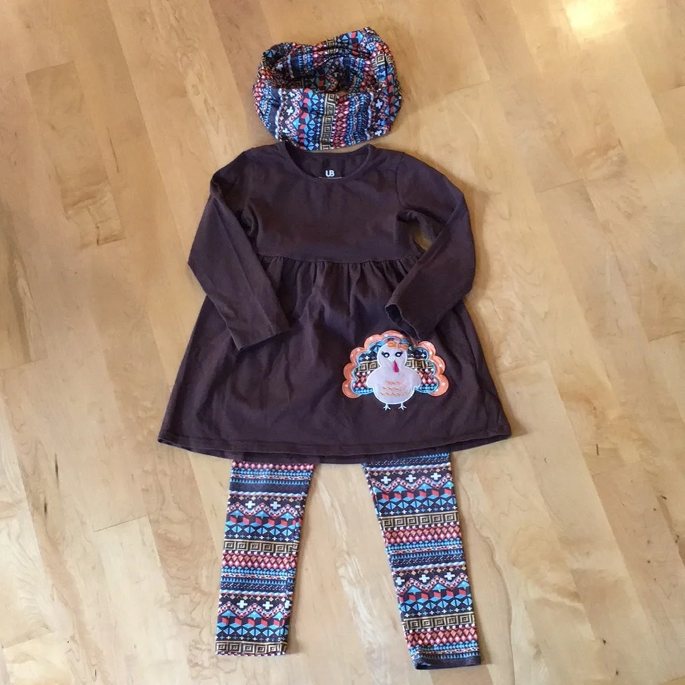 Girls 3 Piece Thanksgiving Outfit Matching Set